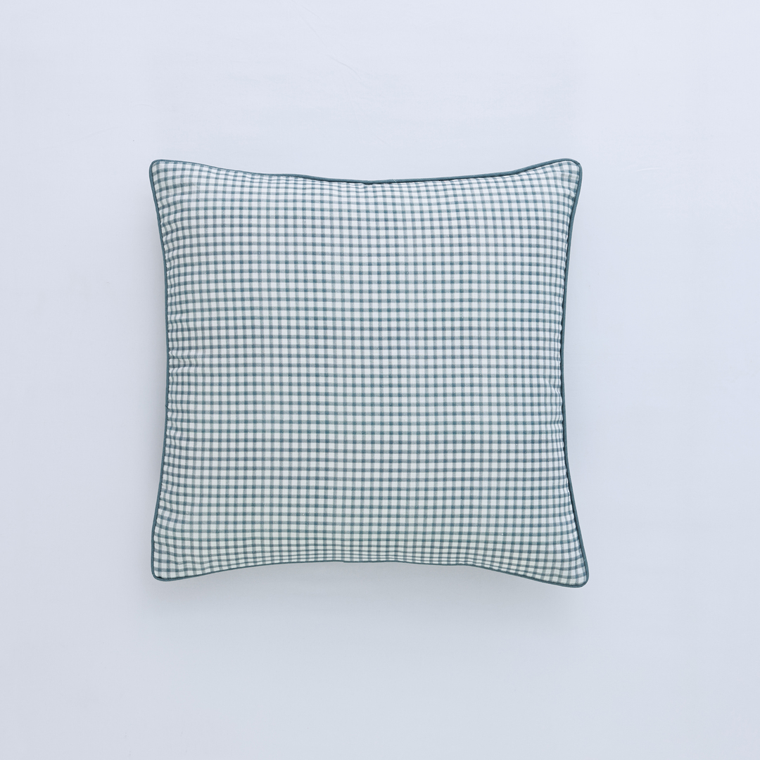 MM Linen Gingham Cushions | Blue, Pink & Green Linen Cotton image 1